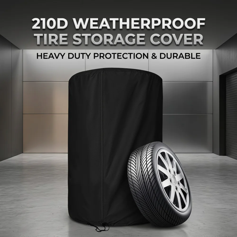 UV Resistant Tire Storage Cover 210D Waterproof Dual Sided Dirt Proof Zipper for Indoor Outdoor