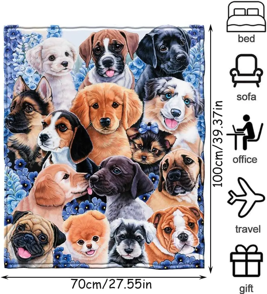 Limited Fleece Blanket Sofa Bed Throw 70x100 Mum Gifts, Dog Lovers Gifts Soft Warm Blanket Extra Blue Travel