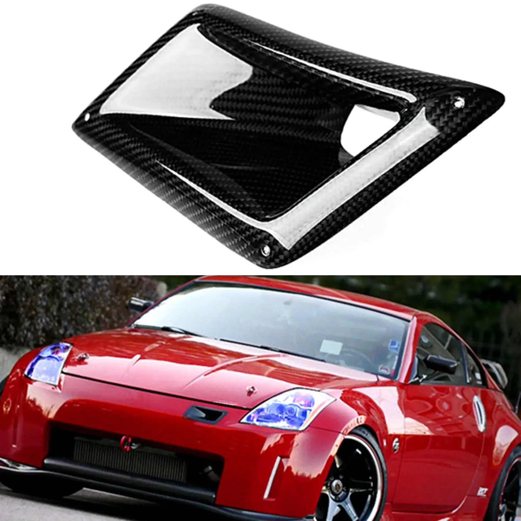 Left Side Real Carbon Fiber Board Car Front Bumper Air Vent Intake Outlet Duct Cover Trim for Nissan 350Z Z33 2003-2009