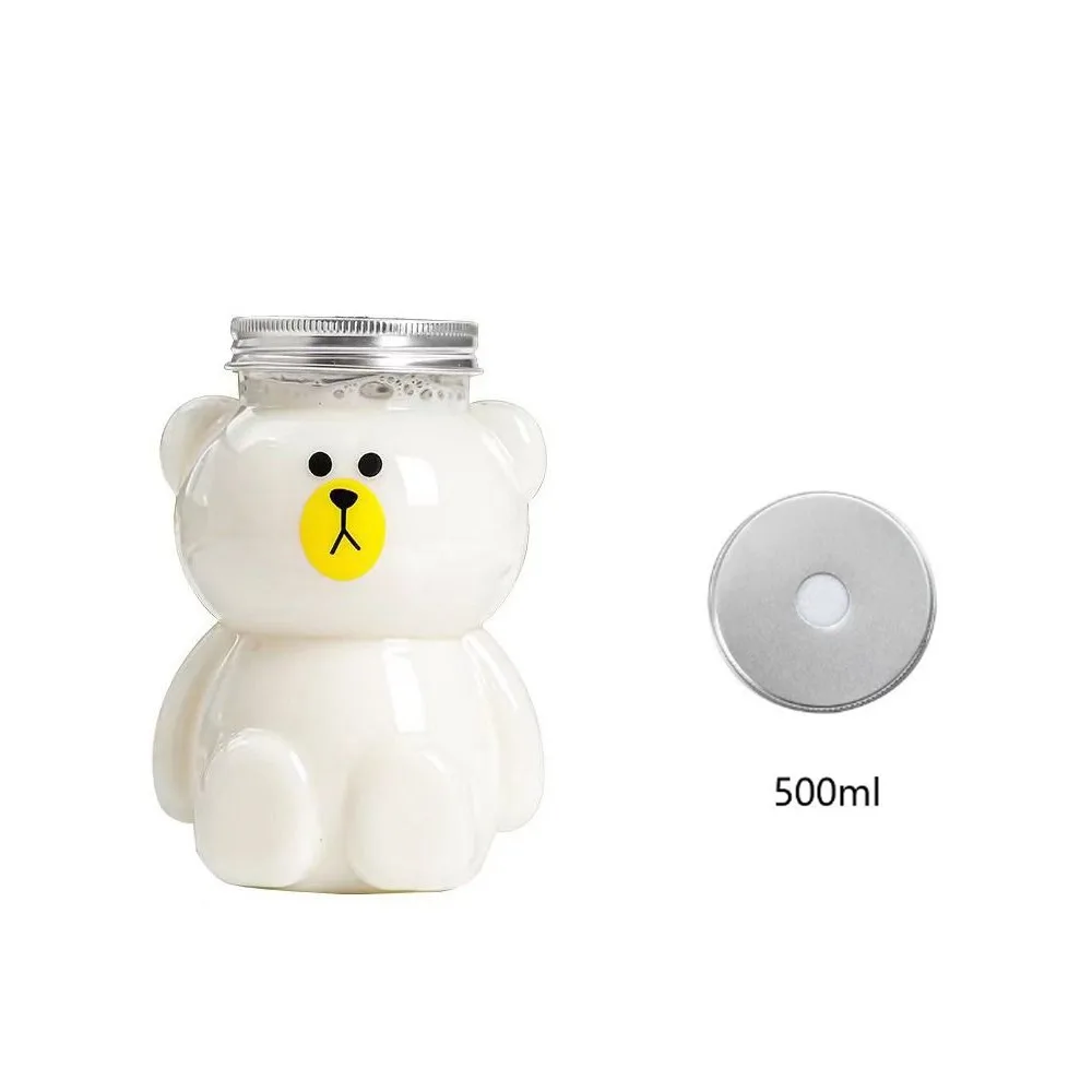 

Cute Plastic Juice Bottles Transparent Portable Clear Drinks Cup Cute Bear Water Bott