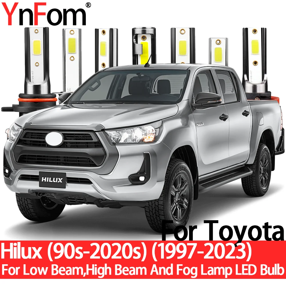YnFom For Toyota Hilux (90s-2020s) 1997-2023 Special LED Headlight Bulbs Kit For Low Beam,High Beam,Fog Lamp,Car Accessories