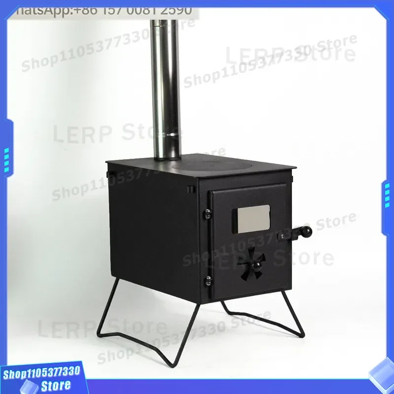 Outdoor Camping Wood Burning BBQ Stove Multifunctional Portable Carbon Steel Cooking Stove Folding Dedicated Heating Tent