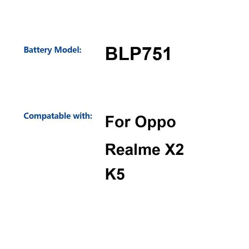 

4000Mah BLP751 Mobile Phone Battery For Oppo Realme X2 K5 Fast Charging