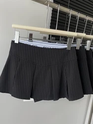 2023 New Women Patchwork Design Mini Skirts Classic Vintage Striped Female A-line High Waist Y2K Pleated Skirts Preppy Style