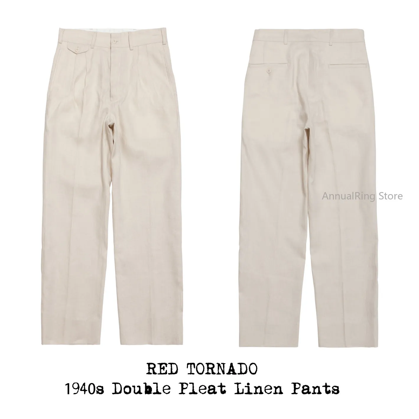 Red Tornado 100% Pure Linen Trousers, Old Money Style Double Pleated Pants Summer Thin Breathable Casual Commute Pants