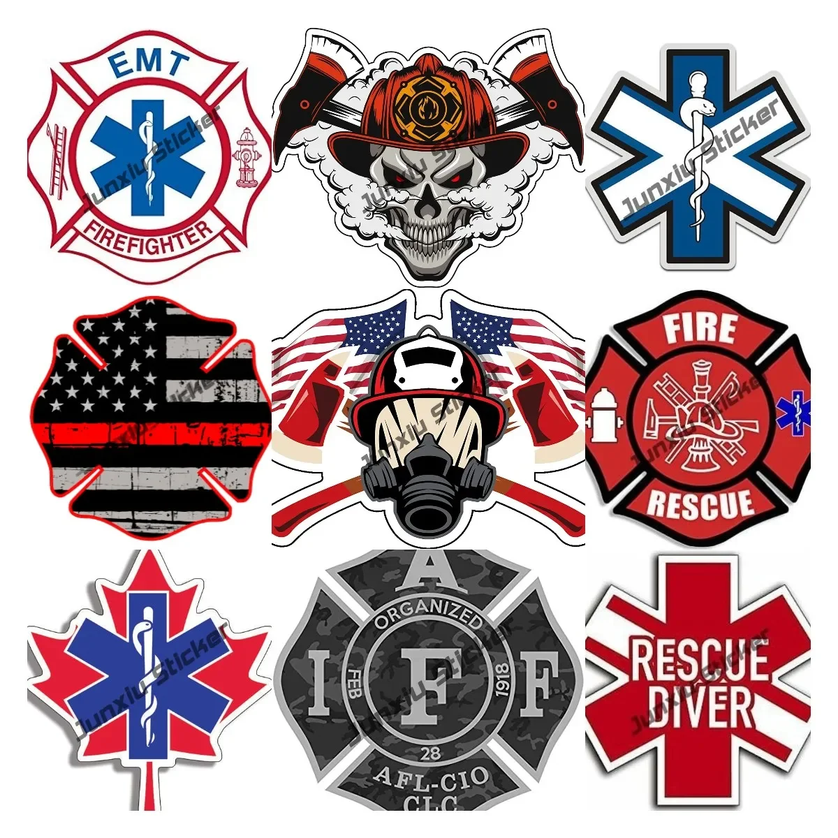 EMT Firefighter Sticker First Responder Decals Emergency Services for Car Laptop Fridge Motorcycle Helmet Stickers Accessories