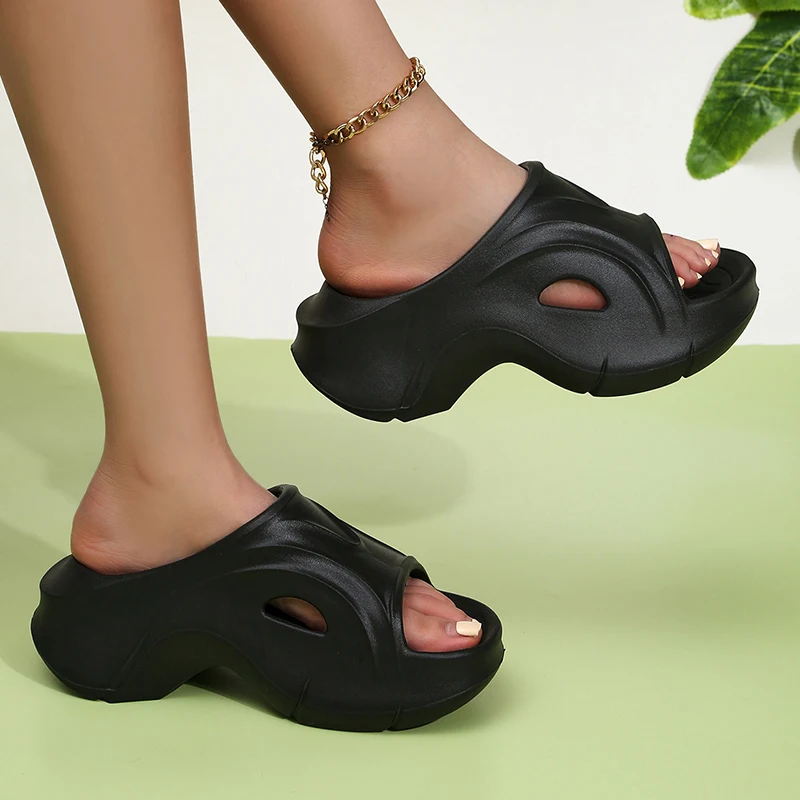 Chunky Platform zeppe sandali donna 2024 estate impermeabile suola spessa scivoli da spiaggia pantofole donna morbide pantofole Eva infradito