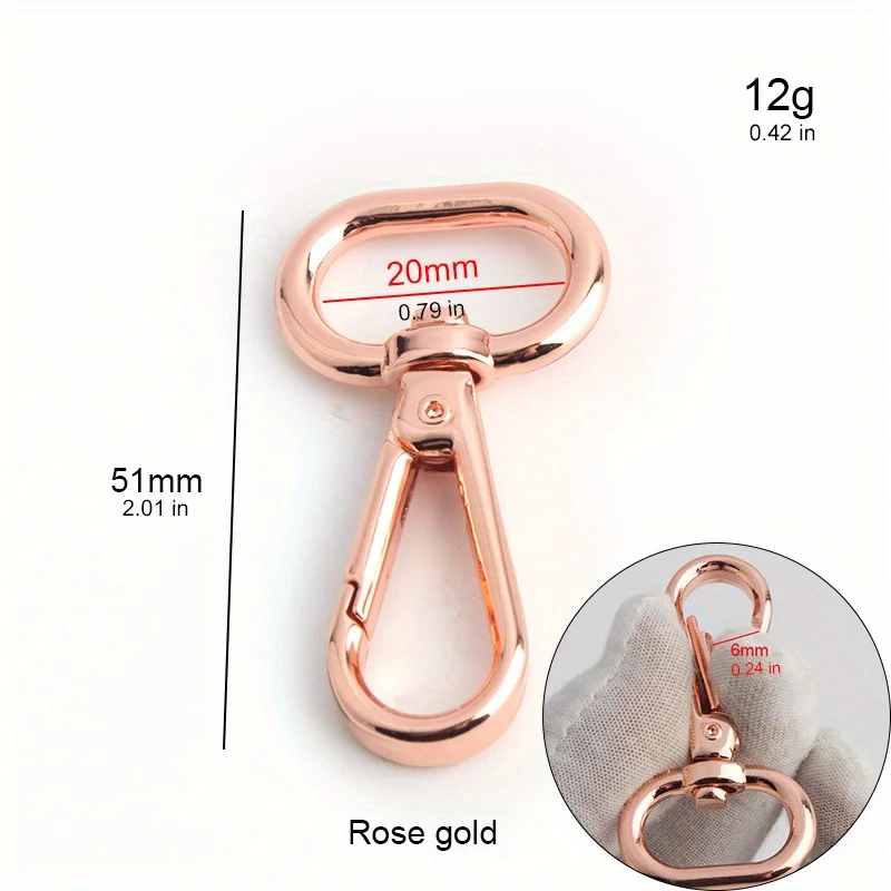 5PCS Crossbody Bag Wallet Rose Gold Rotating Lobster Carabiner Pet Belt Buckle Key Chain Metal Buckle DIY Oval Spring Hook