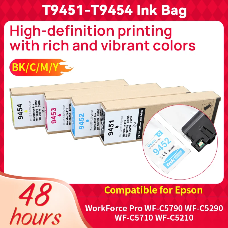 Pigment Ink Bag With Chip T9451 T9451-T9454 for Epson WorkForce Pro WF-C5290 WF-C5790 WF-C5210 WF-C5710 Printer T9451.