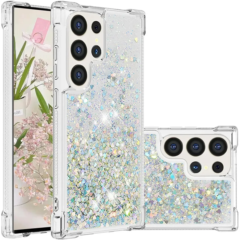 Bling Glitter Liquid Quicksand Fließende stoßfeste Hülle für Samsung Galaxy S25 Ultra S24 Fe S23 Plus S25Ultra S25, weiche TPU-Abdeckung