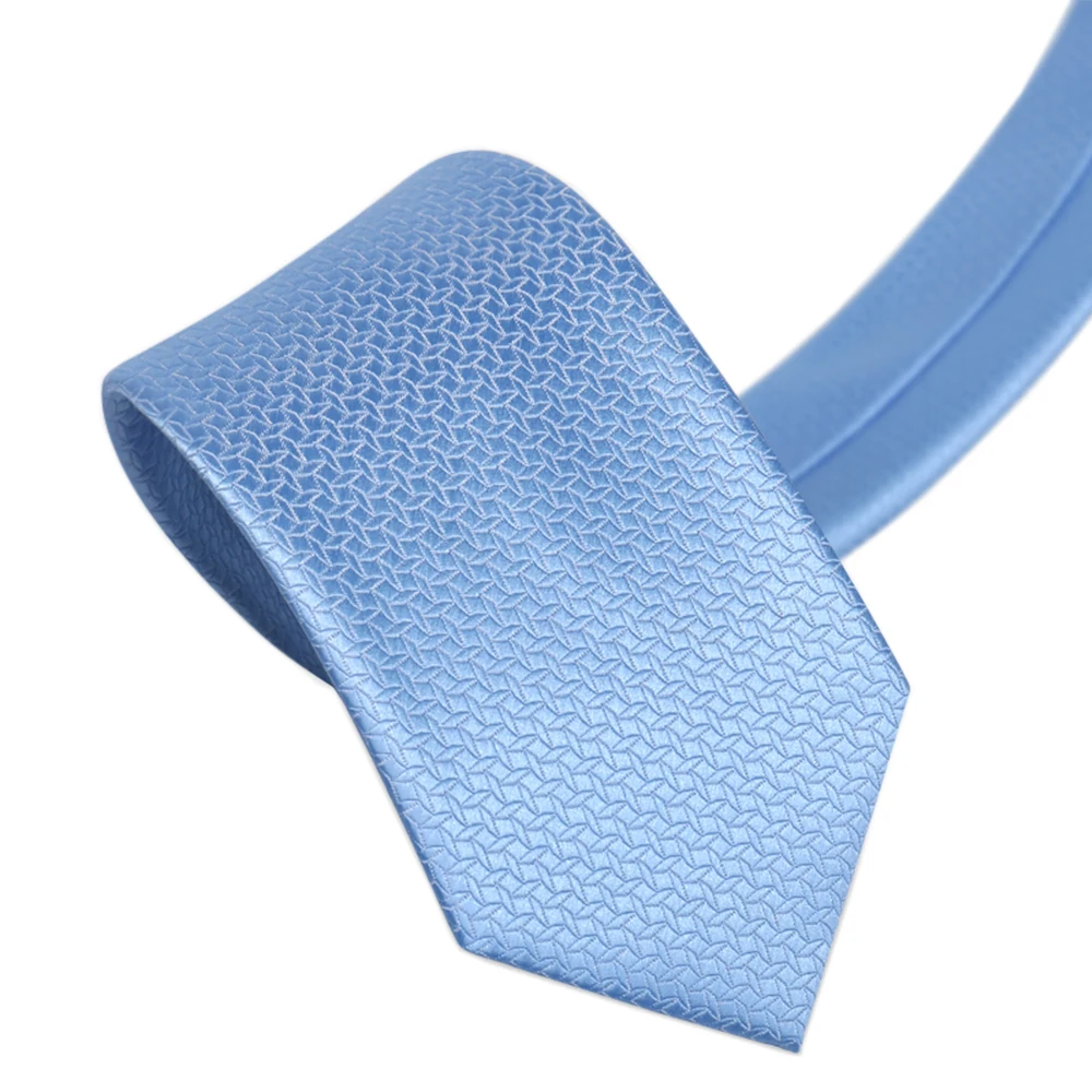 Designer Brand Luxury Tie For Men High Quality Silky Luster 7CM Light Blue Fashion Classic Wedding Business Necktie Men's Gift