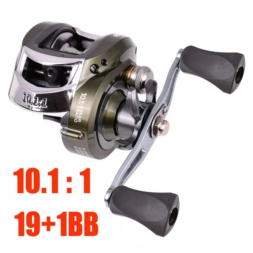 High Speed 10.1:1 Fishing Reel Gear Ratio Left/Right Hand 19+1BB Drip Baitcasting Compression Resistance Outdoor Fishing