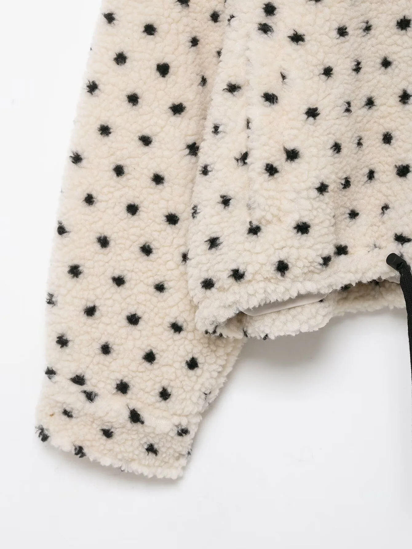 2025 hiver nouveau femmes décontracté doux mode col montant à manches longues à pois laine d'agneau polaire veste chaude