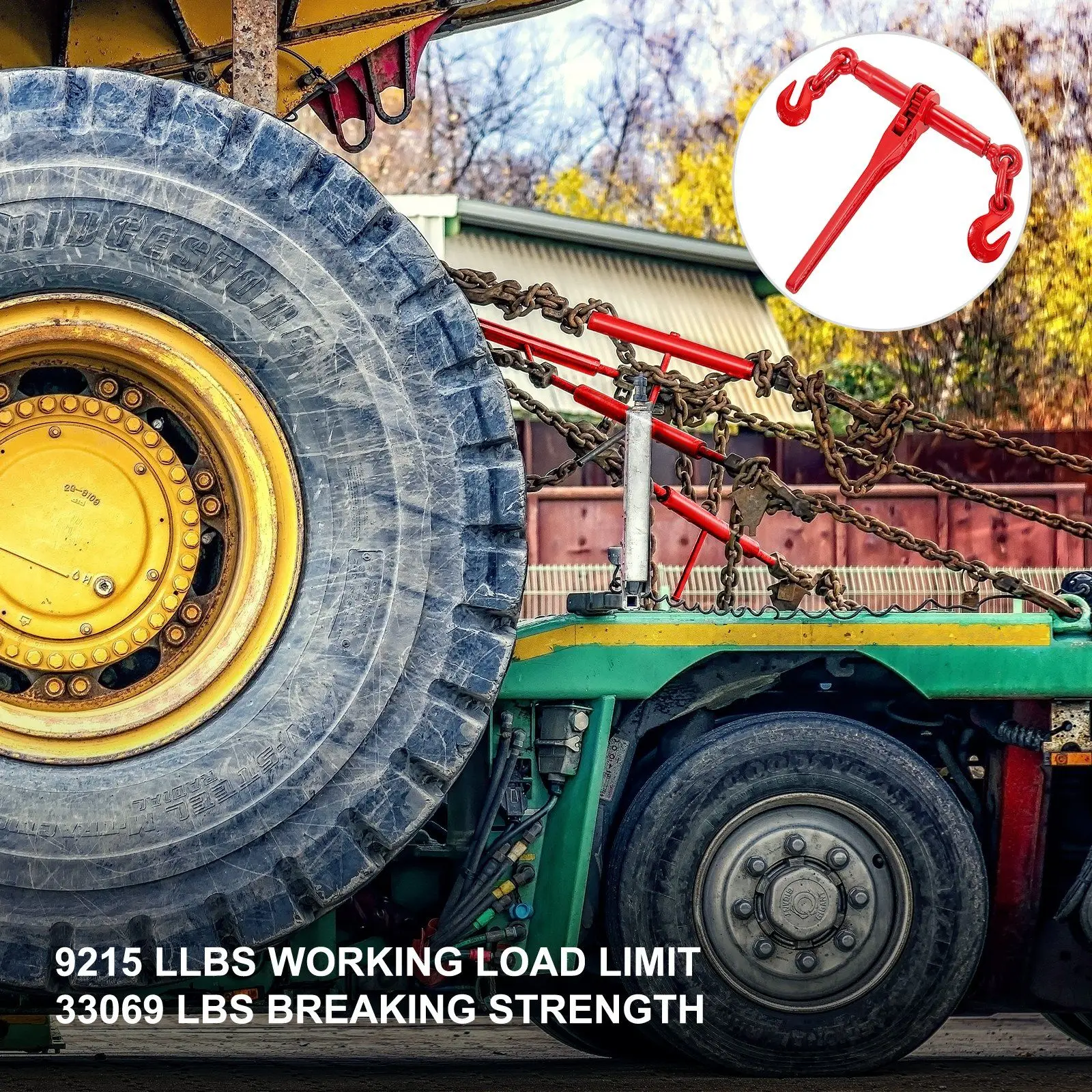 Fichários de catraca, 2 pacotes, capacidade de 9215lbs, ganchos g70, comprimento ajustável para correntes de grau 70-80, amarração, aplicações de tração
