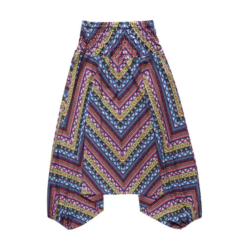 Богемные свободные повседневные брюки, женские уличные шаровары со средней талией, капри, летние широкие брюки Aladdin, длинные корейские/тайские брюки