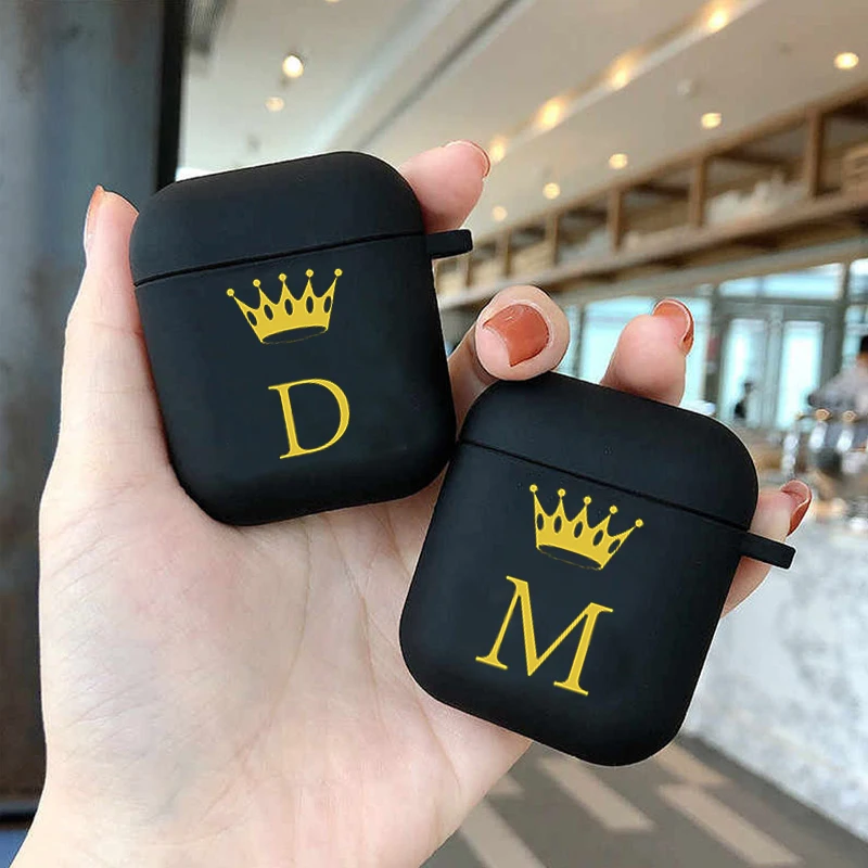 

Fashion Golden Alphabet Crown ABCD Soft silicone TPU Case For AirPods Pro 1 2 3 4 Silicone Wireless Bluetooth Earphone Box Cover
