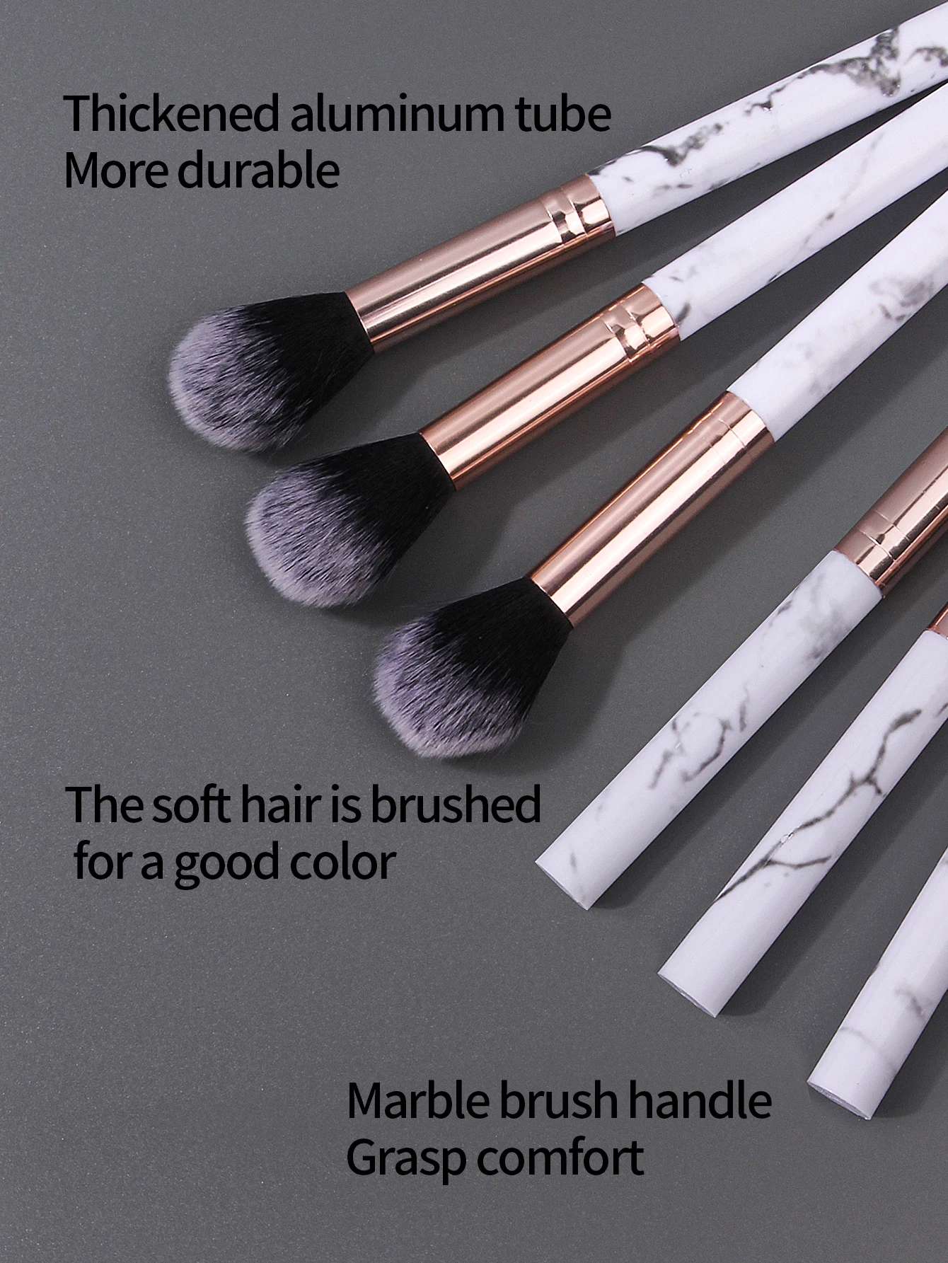 6PCS Marmorstrukturierter Puderpinsel aus weicher Faser, Rougepinsel, Konturpinsel, multifunktionales Gesichts-Make-up-Pinsel-Werkzeug