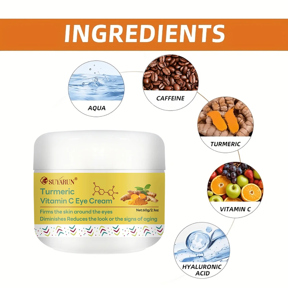 SUYARUN Eye Cream with Turmeric And Vitamin C - Dark Circle Treatment Anti-Aging Hydrating And Brightening Formula for Eye Care.