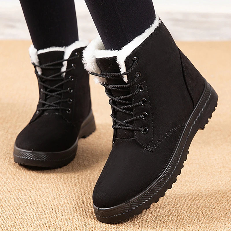 Boots Woman Snow Plus Size Women Shoes Platform Shoes Woman New Mid Women's High Boots Flat Botas Mujer Winter Ladies Boots