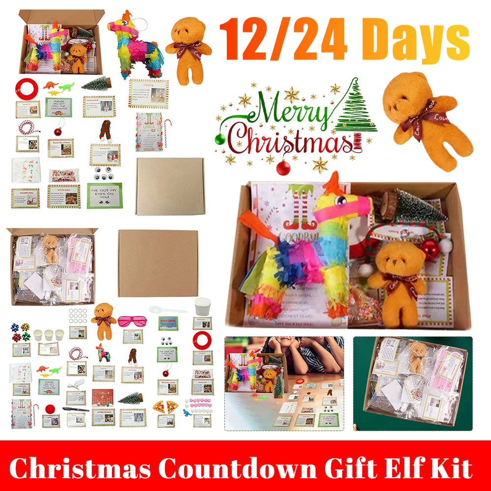 

Elf Kit 12/24 Days Of Christmas Countdown Gift Set Days Of Elf Magic Creative Gift Sets Blinds Box Toy Gift Props New Fun Random