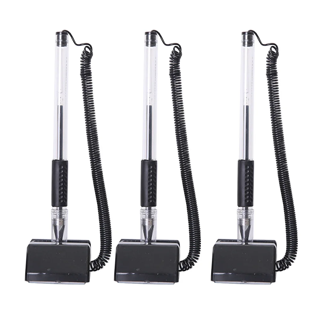 

3 pcs 0.7Mm Ergonomic Office Pen Smooth Writing Neutral Pen For Counter Service Desktop With Stand