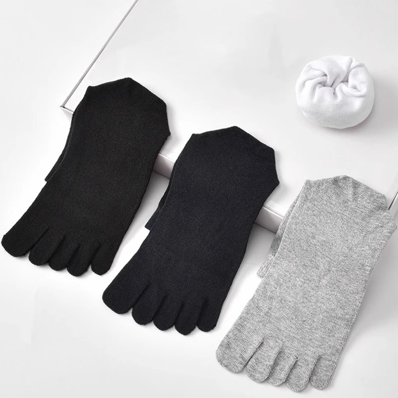Chaussettes à cinq doigts pour hommes, en pur coton, à cinq orteils, absorbant la sueur, Tube moyen, à bout fendu, pour hommes