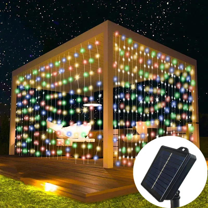 

LED 3/6M Wedding Party Fairy Lights Garland Yard Decoration Solar Curtain Lights Christmas Garden Decor Outdoor Lighting String