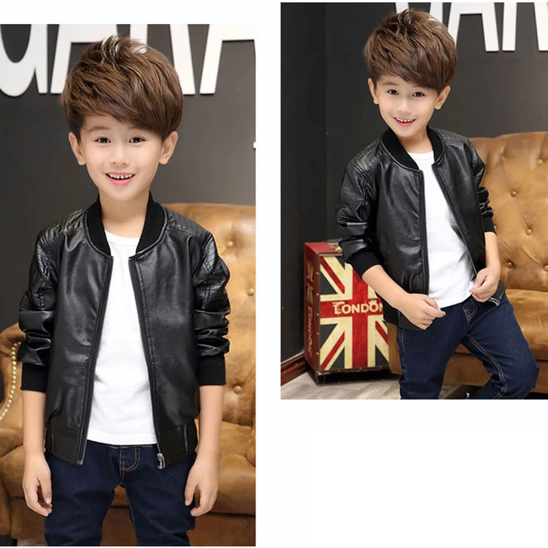 

Spring Autumn Kids Leather Jackets for Girls Baby Jean Coats Fashion Children Outwear Casual Zipper Boys Jackets 1-14 Years