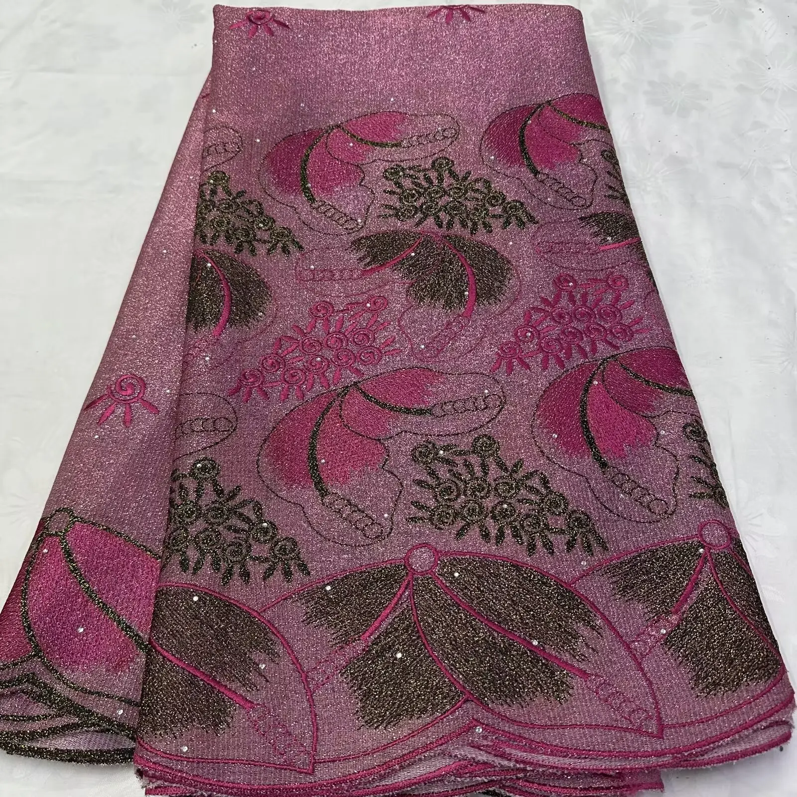 Afrikanische Steine Mesh Spitze Stoff 2025, hochwertige französische nigerianische Mesh-Stickerei Spitze Nähen für Frauen Hochzeitskleider 5 Yards