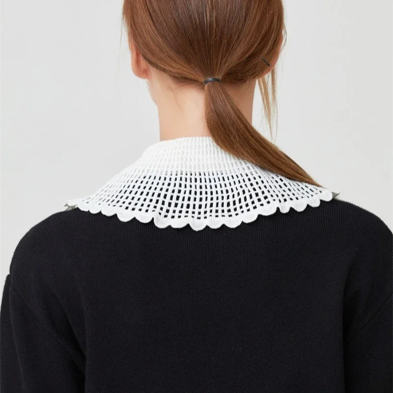 Vintage False Collar Women Hollow Out Detachable Collar Dickey Shoulder Warp Fake Collar Sweater Lace Up Neckline Accessories