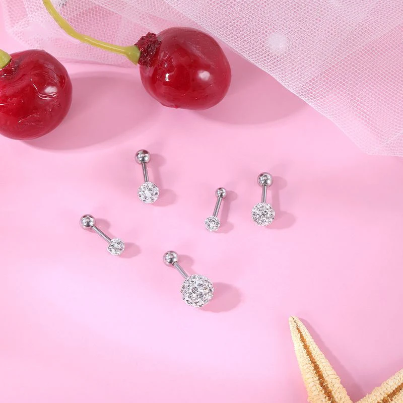 Brincos De Bola De Cristal Para Lobe, Orelha Tragus Cartilagem Piercings, Brinco De Bola, Conch Ear Stud, Piercings Cartilagem Hélice, 1Pc