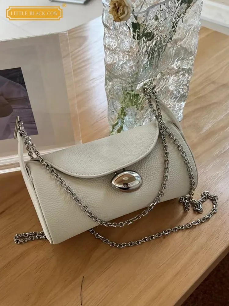 

Women New Cowhide Genuine Leather Chain Shoulder Bag Elegant Ladies Party Flap Underarm Bags Designer Small Pouch Crossbody Bag