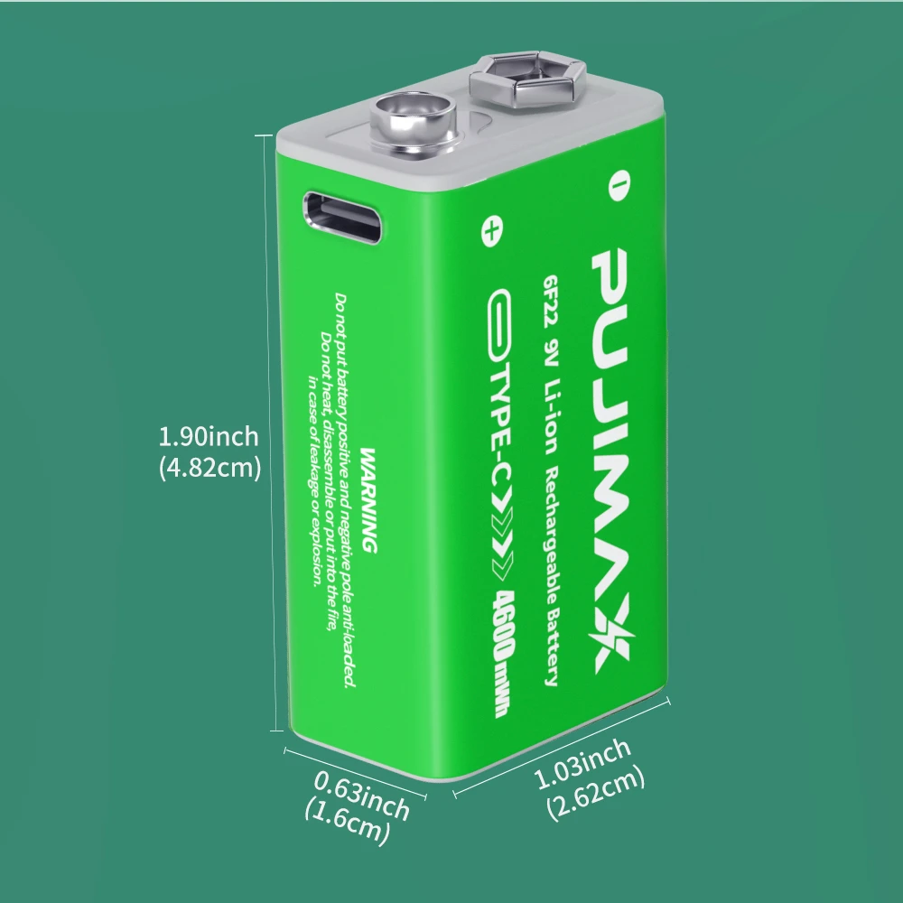 PUJIMAX 4600mWh akumulator USB typu C 9V akumulator 6F22 9V akumulator litowo-jonowy do helikoptera RC Model multimetr zabawka — zdjęcie produktu 4