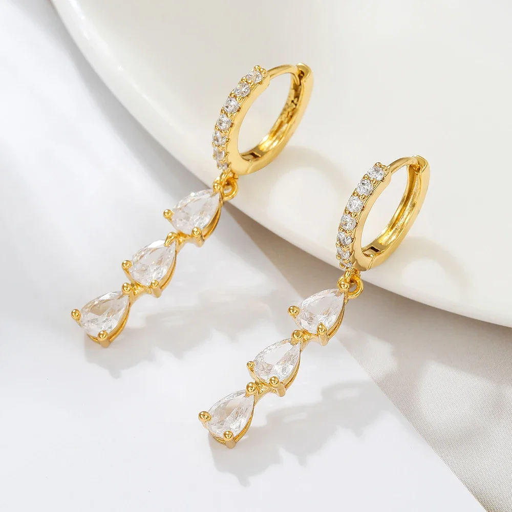 

Trendy Tassel Water Drop Zircon Hoop Earrings for Women Geometric Cartilage Earring Piercing Jewelry Gift