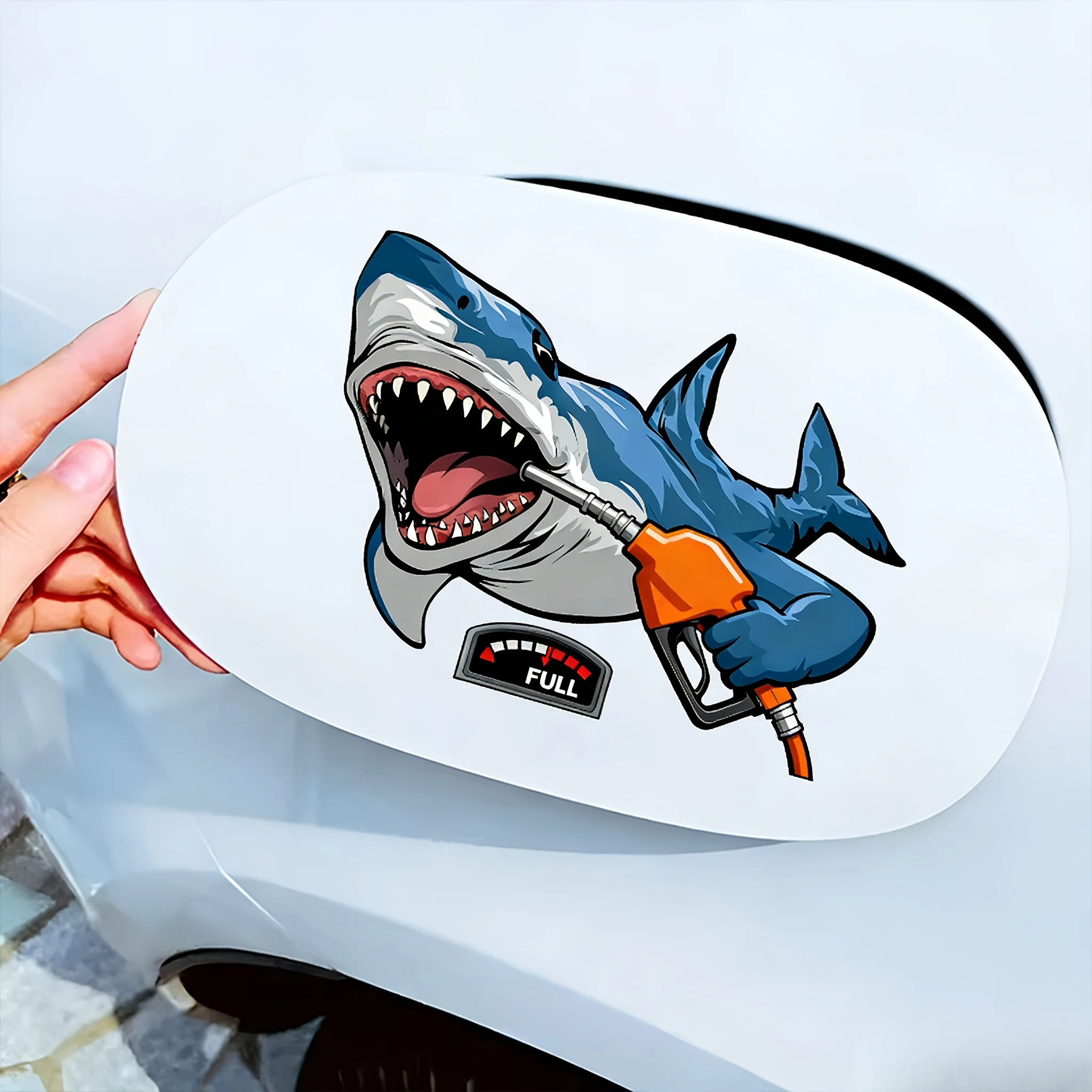 1PC Dominant Shark Fuel Cap Waterproof Sticker Funny Creative Vinyl Decal For Car Motorcycle Fuel Tank Decor Accessories