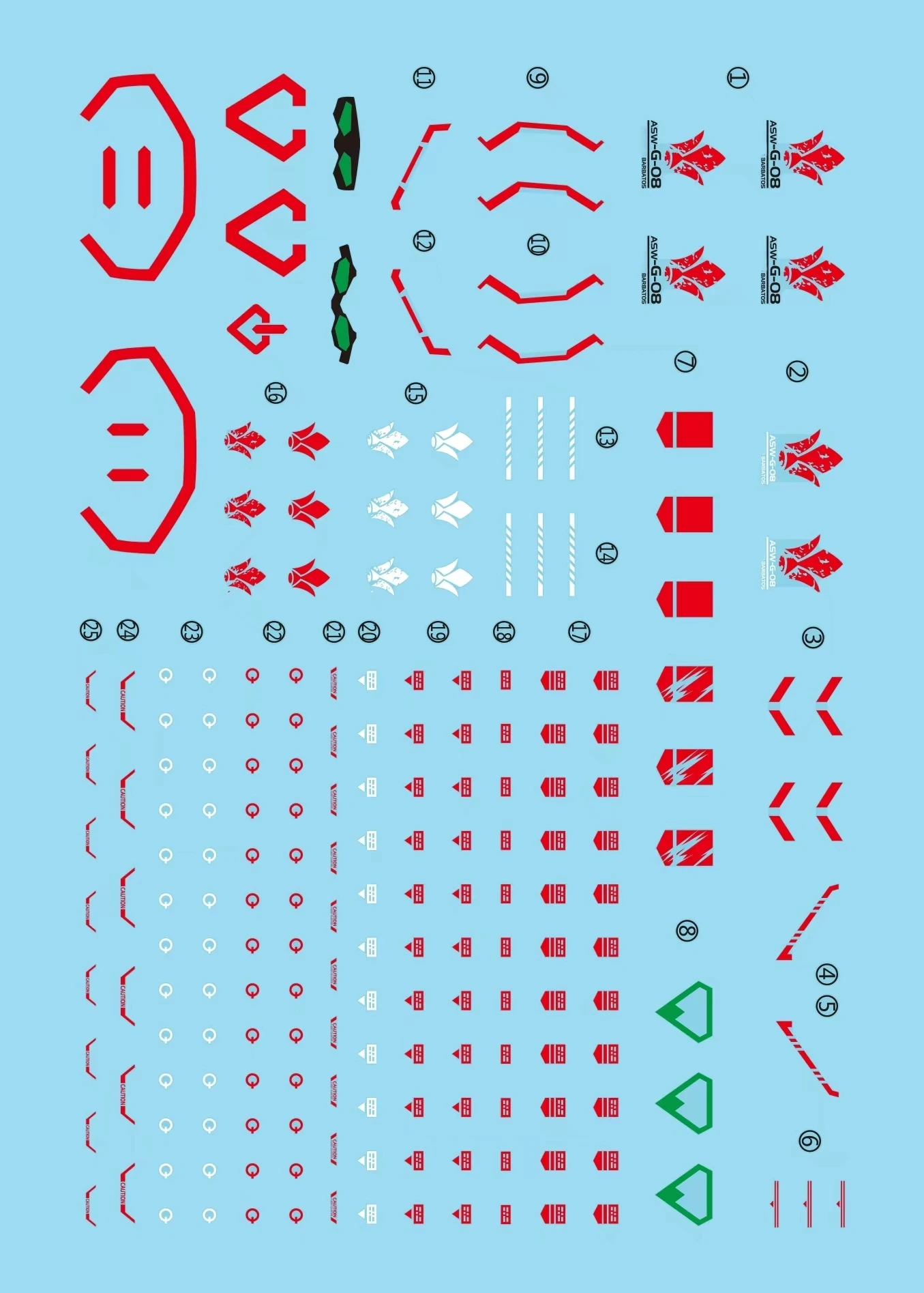 Flaming Snow Decal HG-59 for HG 1/144 BARBATOS Assembly Model Figures Fluorescent Stickers for Model Hobby DIY Accessories