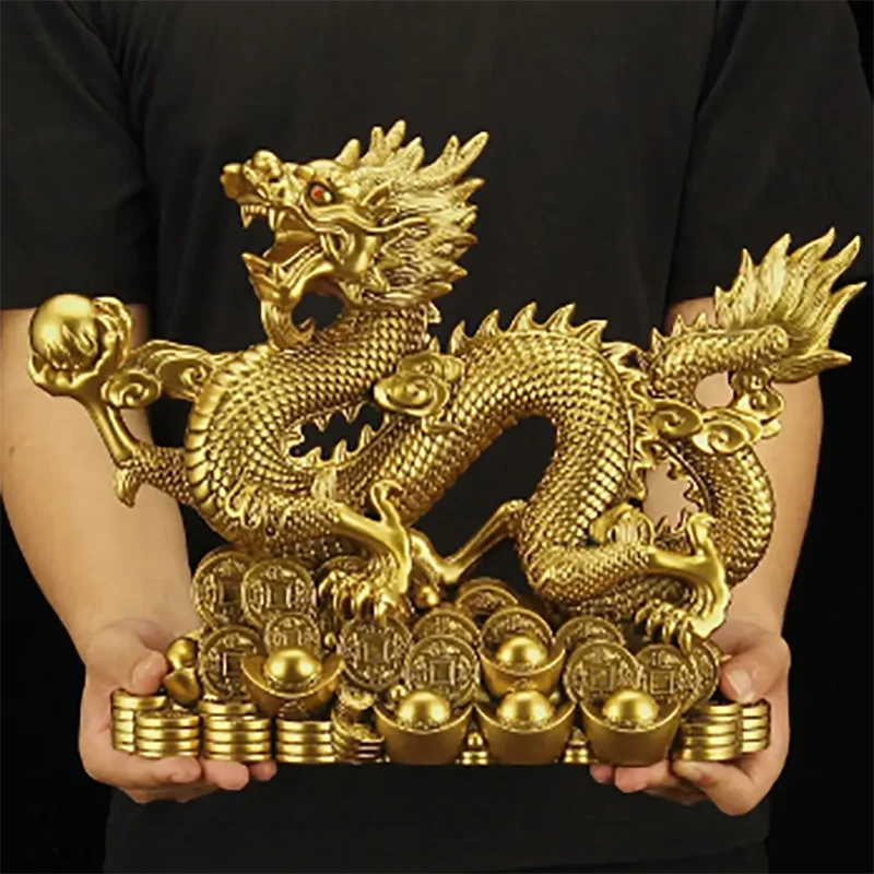 

Fengshui Five-clawed Dragon Copper Color Ornaments Attract Wealth Boss Office Living Room Gateway Zodiac Mascot Crafts