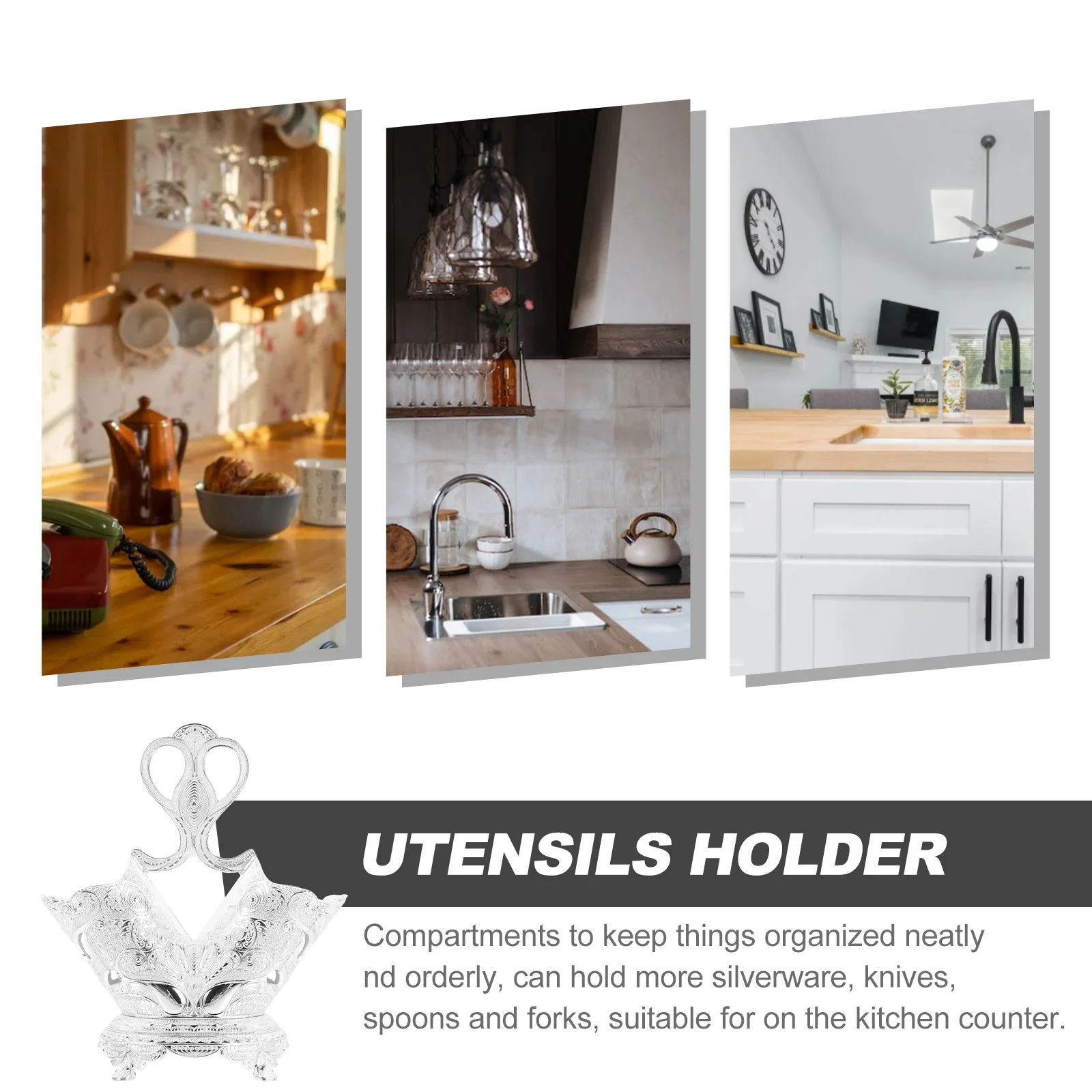 

European Style Zinc Alloy Chopstick Holder Utensil Organizer for Kitchen Counter Storage Cutlery Container Elegant and Practical