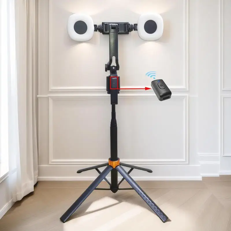 360 ° Draaibare selfie stick statief oplaadbaar slimme gezichtsvolgende statief met 2 led-lampjes telefoonhouder voor livestreaming vlog
