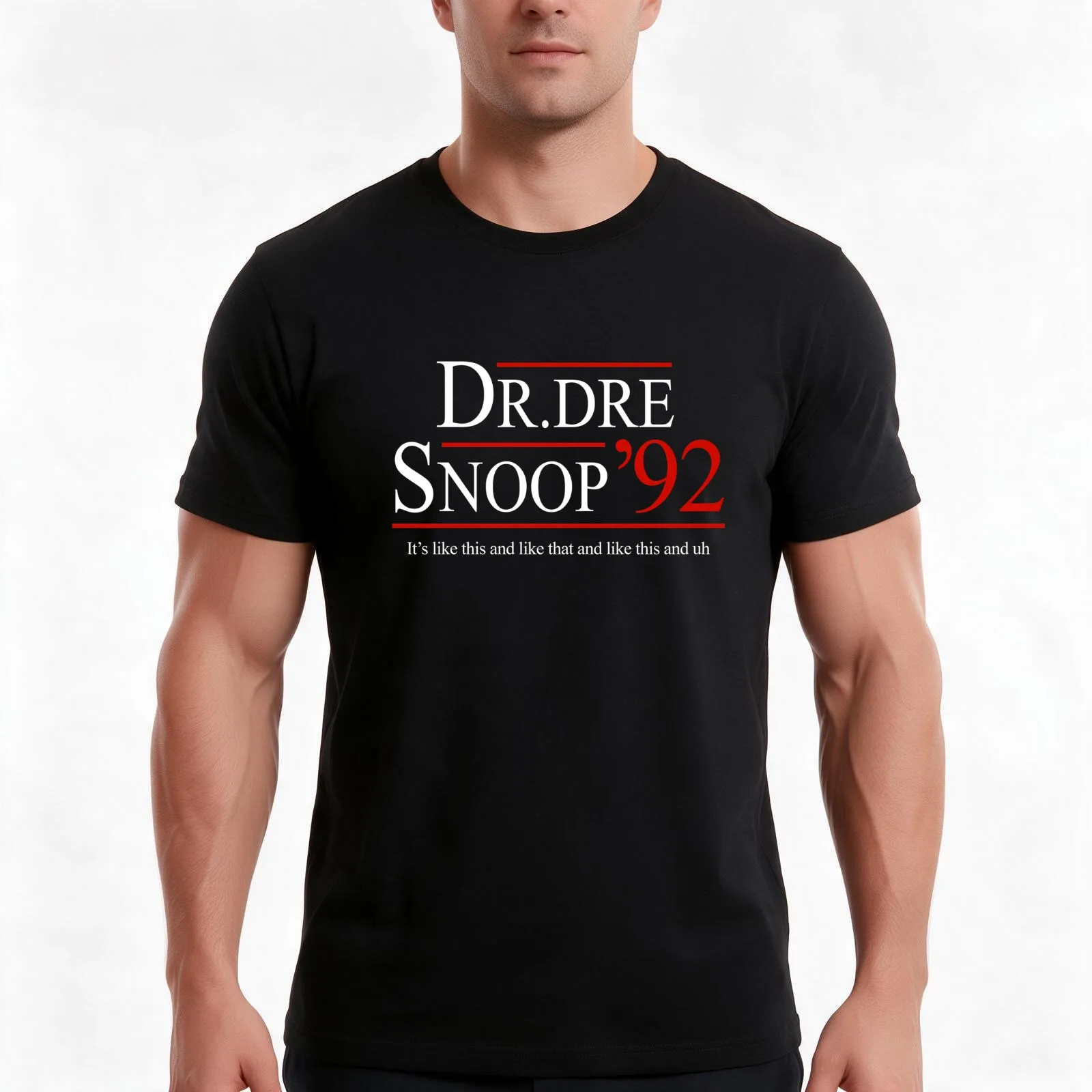 Dr. Dre & Snoop for President 1992 T-Shirt, Summer Casual Cotton Tee, Oversized Streetwear Tops, Vintage Graphic Print