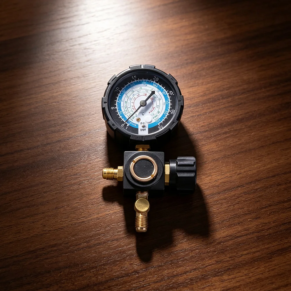 Refrigerant Charging Gauge for R410A For R32 R22 R404A HVAC Systems with Regulating Valve G1/4 Thread ABS Body