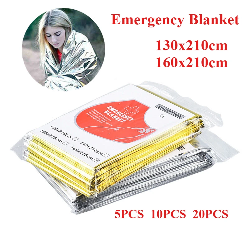 

5-20pcs Emergency Blanket Outdoor Survival Rescue First Aid Foil Thermal Blanket Hypothermia Windproof For Explore Camping