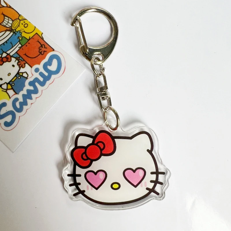 Sanrio Hello Kitty Chaveiro, Ação Figuras Anime, Kuromi Desenhos Animados de acrílico pequeno pingente, Acessórios Schoolbag, Dia das Bruxas