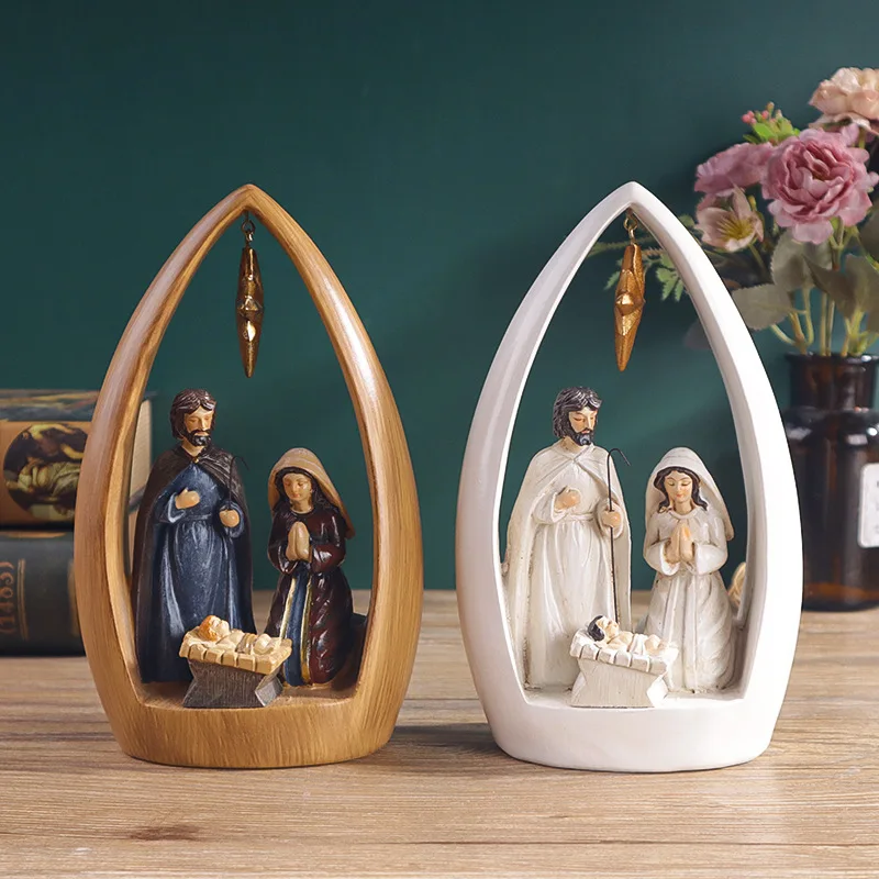 Decorative Items Depicting The Birth of Jesus,Bedroom,Living RoomStudy,and Foyer Home Decor,Religious Art Pieces Desk Decoration