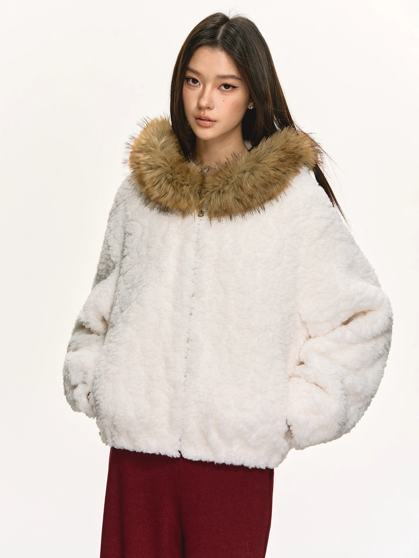 

ANNA ANEAE Women's ort Puffer Jaet with Fur Collar Warm And Sli Winter Outerwear Casual Sle Zipper Closure