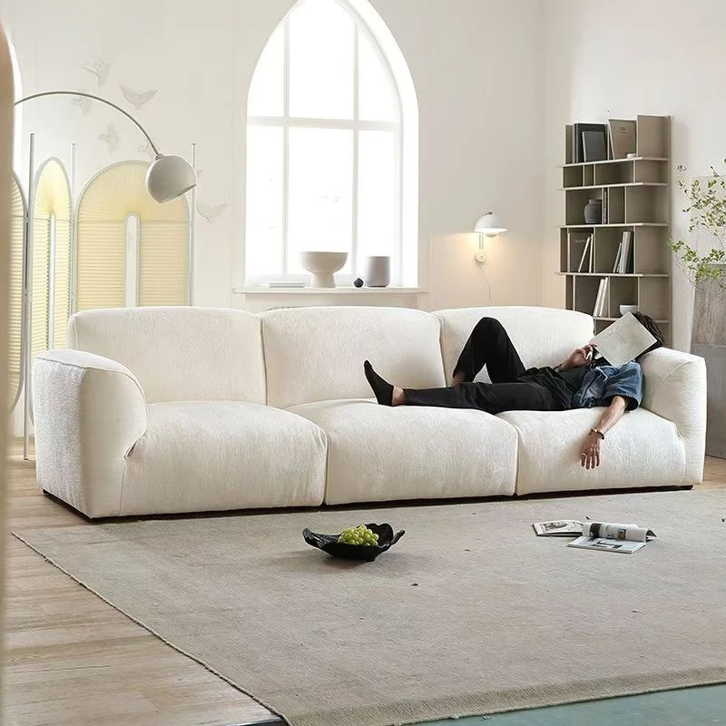 Fabric sofa living room small apartment big black cow chenille velvet sofa straight row module sofa