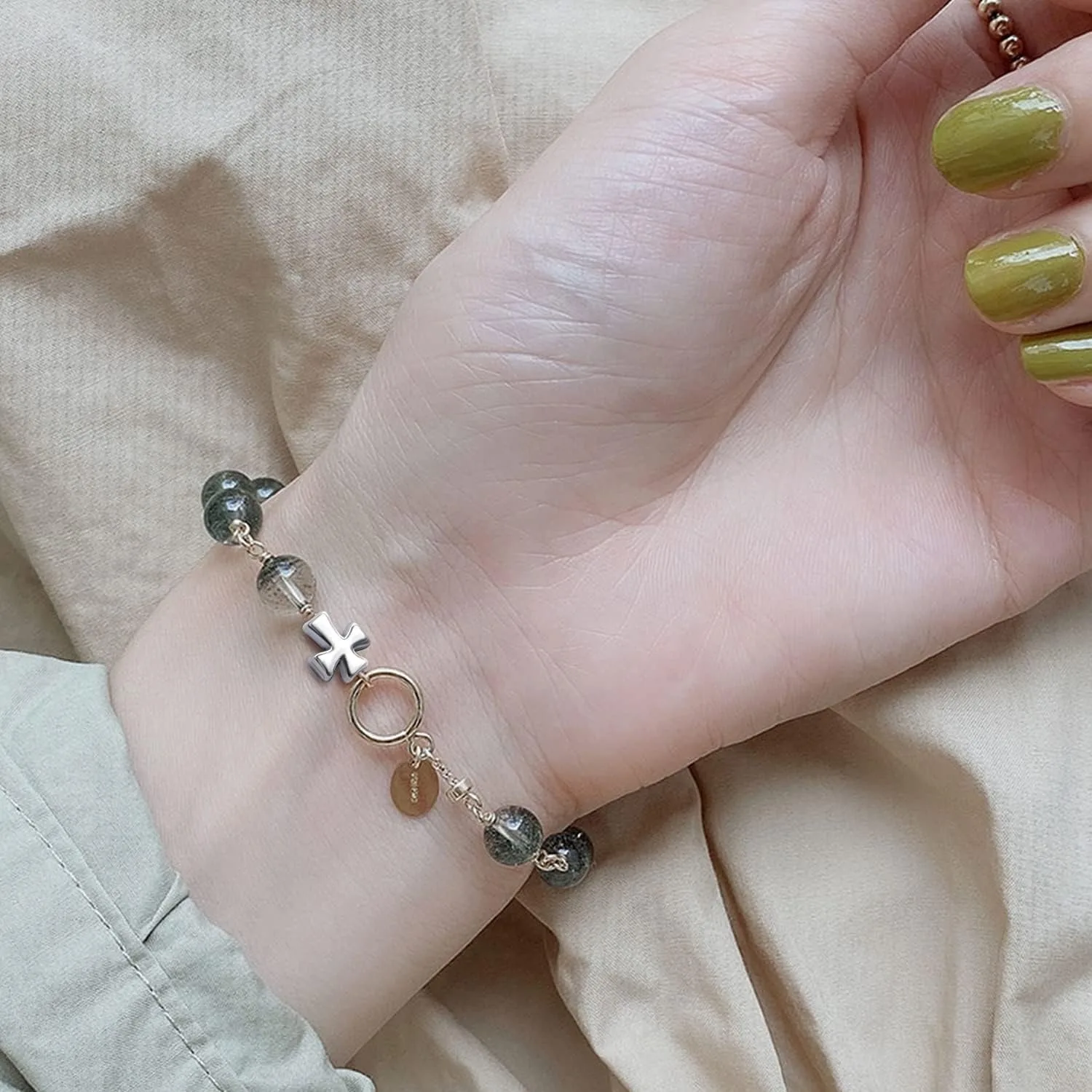 50pcs Antique argent croix entretoise perles tibétaine alliage Crucifix croix charme perles pour la fabrication de bracelets de bijoux à bricoler soi-même, 9.6mm × 8.4mm