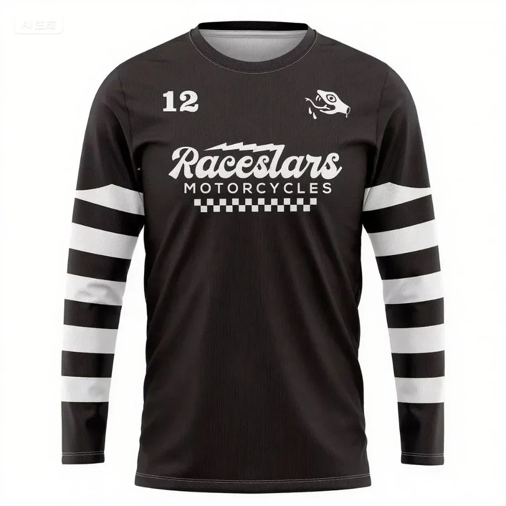 

Мужские и женские трикотажные изделия для гонок, дышащая, быстросохнущая футболка с круглым вырезом и длинными рукавами, повседневная спортивная одежда для улицы, мотоцикла