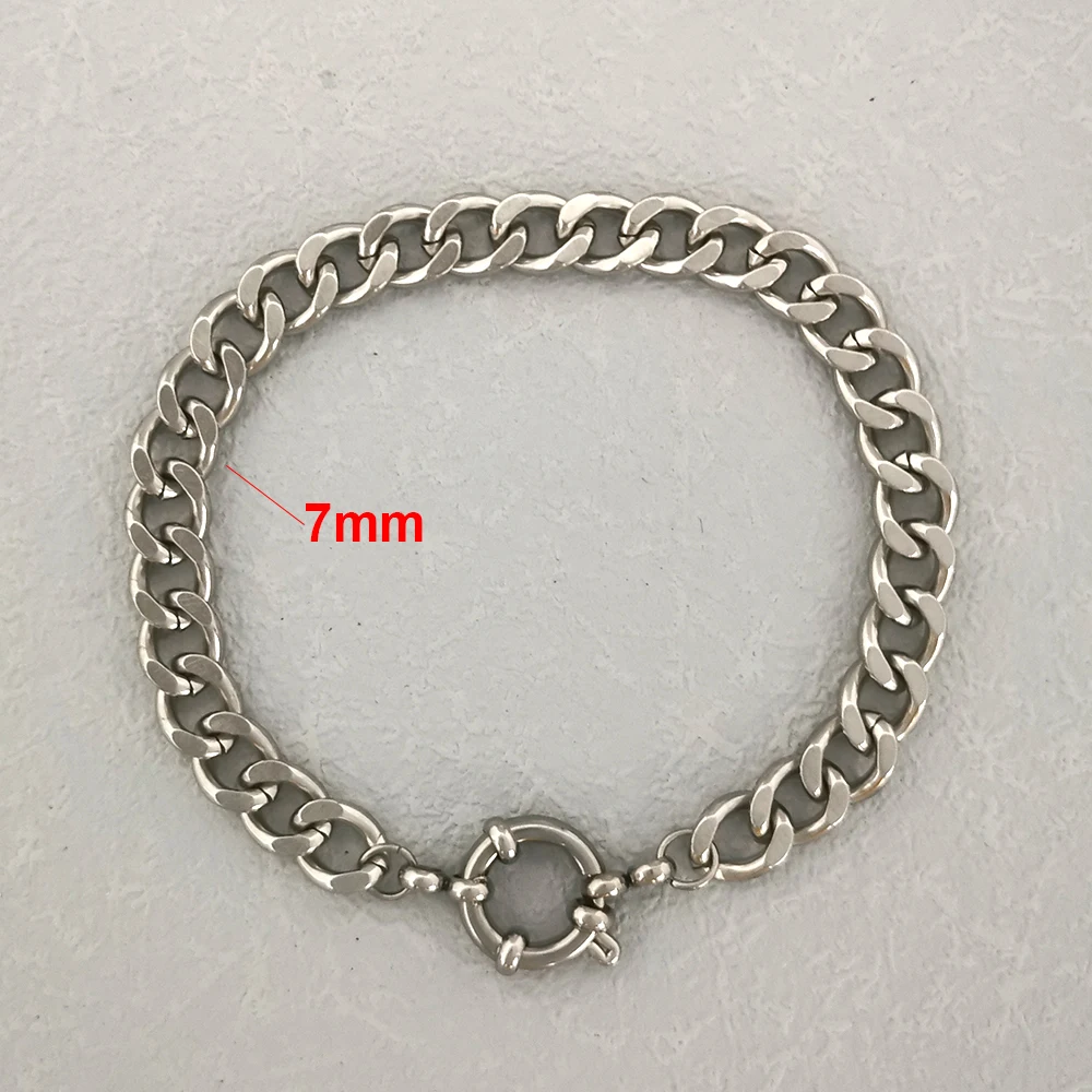QMHJE Edelstahl Armband Fußkettchen Frauen Männer Anker Verschluss Perlen Kette Sailor Rad Geometrische Link Grundlegende DIY Gold Silber Farbe – Detail 12