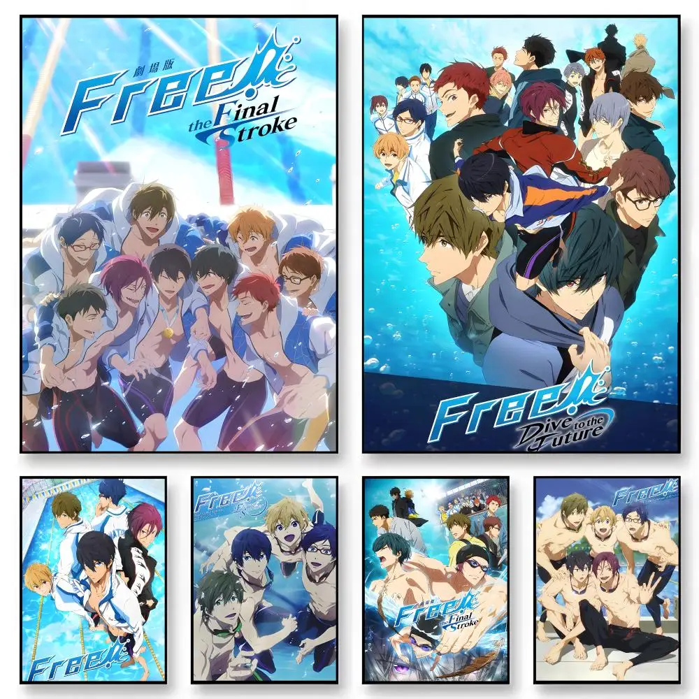 Anime Free!   Character Print Japanese Graphic Streaming Film Style Wall Artwork Bedroom Decor Poster